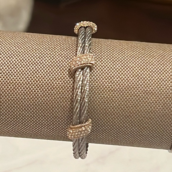 Silver & gold rope coil sparkling ✨ bracelet cuff women’s designer jewelry - Picture 1 of 13